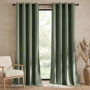 image:imageNICETOWN Sage Green Velvet Curtains amp Drapes  Blackout Thermal Insulating Soft Window Curtains for Bedroom Living Room Dining Sliding Glass Door W52 x L90 inches 2 PanelsSage Green