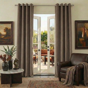 image:imageNICETOWN Sage Green Velvet Curtains amp Drapes  Blackout Thermal Insulating Soft Window Curtains for Bedroom Living Room Dining Sliding Glass Door W52 x L90 inches 2 PanelsTaupe