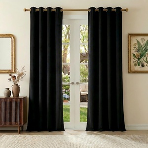 image:imageNICETOWN Sage Green Velvet Curtains amp Drapes  Blackout Thermal Insulating Soft Window Curtains for Bedroom Living Room Dining Sliding Glass Door W52 x L90 inches 2 Panels100 Blackout  Black