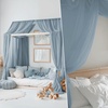 image:imageNICETOWN Light Pink Kids Bed Canopy for Nursery  Decorative Soft Voile Sheer Mosquito Net Window Scarf DIY Ascot Top Bed Scarf for PrincessBaby W114 x L180 1 PanelStone Blue