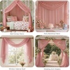 image:imageNICETOWN Light Pink Kids Bed Canopy for Nursery  Decorative Soft Voile Sheer Mosquito Net Window Scarf DIY Ascot Top Bed Scarf for PrincessBaby W114 x L180 1 PanelCoral Pink
