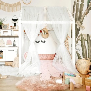 image:imageNICETOWN Light Pink Kids Bed Canopy for Nursery  Decorative Soft Voile Sheer Mosquito Net Window Scarf DIY Ascot Top Bed Scarf for PrincessBaby W114 x L180 1 PanelBeige