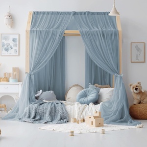 image:imageNICETOWN Light Pink Kids Bed Canopy for Nursery  Decorative Soft Voile Sheer Mosquito Net Window Scarf DIY Ascot Top Bed Scarf for PrincessBaby W114 x L180 1 PanelStone Blue