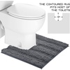 image:imageNICETOWN Grey Bathroom Contour Rug Sets Extra Thick Bath Rugs for Bathroom Soft Plush Chenille Shaggy Bath Mats Living Room Bedroom Mats Water Absorbent Floor Carpets 20 x 32 Plus 24 x 24 U
