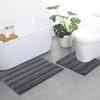 image:imageNICETOWN Grey Bathroom Contour Rug Sets Extra Thick Bath Rugs for Bathroom Soft Plush Chenille Shaggy Bath Mats Living Room Bedroom Mats Water Absorbent Floor Carpets 20 x 32 Plus 24 x 24 U