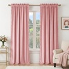 image:imageNICETOWN 96 inch Long Brown Velvet Curtains Extra Wide W62 x L96 Luxury Soft Thermal Insulated Room Darkening Heavy Duty Velvet Drapes for Sliding Glass Door 2 Panels3  Pom Pom  Blush Pink