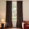 image:imageNICETOWN 96 inch Long Brown Velvet Curtains Extra Wide W62 x L96 Luxury Soft Thermal Insulated Room Darkening Heavy Duty Velvet Drapes for Sliding Glass Door 2 Panels1  Embroidered Trim  Brown