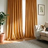 image:imageNICETOWN 96 inch Long Brown Velvet Curtains Extra Wide W62 x L96 Luxury Soft Thermal Insulated Room Darkening Heavy Duty Velvet Drapes for Sliding Glass Door 2 Panels3  Pom Pom  Mustard Gold
