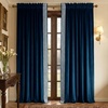 image:imageNICETOWN 96 inch Long Brown Velvet Curtains Extra Wide W62 x L96 Luxury Soft Thermal Insulated Room Darkening Heavy Duty Velvet Drapes for Sliding Glass Door 2 Panels1  Embroidered Trim  Navy Blue