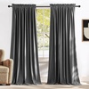 image:imageNICETOWN 96 inch Long Brown Velvet Curtains Extra Wide W62 x L96 Luxury Soft Thermal Insulated Room Darkening Heavy Duty Velvet Drapes for Sliding Glass Door 2 PanelsGrey Series  Grey