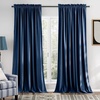 image:imageNICETOWN 96 inch Long Brown Velvet Curtains Extra Wide W62 x L96 Luxury Soft Thermal Insulated Room Darkening Heavy Duty Velvet Drapes for Sliding Glass Door 2 PanelsBlue Series  Navy Blue