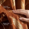 image:imageNICETOWN 96 inch Long Brown Velvet Curtains Extra Wide W62 x L96 Luxury Soft Thermal Insulated Room Darkening Heavy Duty Velvet Drapes for Sliding Glass Door 2 Panels2  Leaf Pattern  Burnt Orange