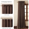 image:imageNICETOWN 96 inch Long Brown Velvet Curtains Extra Wide W62 x L96 Luxury Soft Thermal Insulated Room Darkening Heavy Duty Velvet Drapes for Sliding Glass Door 2 Panels1  Embroidered Trim  Brown