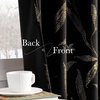 image:imageNICETOWN 96 inch Long Brown Velvet Curtains Extra Wide W62 x L96 Luxury Soft Thermal Insulated Room Darkening Heavy Duty Velvet Drapes for Sliding Glass Door 2 Panels2  Leaf Pattern  Black