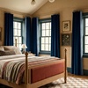 image:imageNICETOWN 96 inch Long Brown Velvet Curtains Extra Wide W62 x L96 Luxury Soft Thermal Insulated Room Darkening Heavy Duty Velvet Drapes for Sliding Glass Door 2 Panels1  Embroidered Trim  Navy Blue