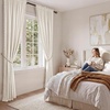 image:imageNICETOWN 96 inch Long Brown Velvet Curtains Extra Wide W62 x L96 Luxury Soft Thermal Insulated Room Darkening Heavy Duty Velvet Drapes for Sliding Glass Door 2 Panels3  Pom Pom  Ivory White