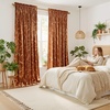 image:imageNICETOWN 96 inch Long Brown Velvet Curtains Extra Wide W62 x L96 Luxury Soft Thermal Insulated Room Darkening Heavy Duty Velvet Drapes for Sliding Glass Door 2 Panels2  Leaf Pattern  Burnt Orange
