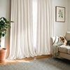 image:imageNICETOWN 96 inch Long Brown Velvet Curtains Extra Wide W62 x L96 Luxury Soft Thermal Insulated Room Darkening Heavy Duty Velvet Drapes for Sliding Glass Door 2 Panels3  Pom Pom  Ivory White