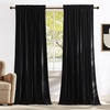 image:imageNICETOWN 96 inch Long Brown Velvet Curtains Extra Wide W62 x L96 Luxury Soft Thermal Insulated Room Darkening Heavy Duty Velvet Drapes for Sliding Glass Door 2 PanelsBlack Series  Black