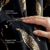 image:imageNICETOWN 96 inch Long Brown Velvet Curtains Extra Wide W62 x L96 Luxury Soft Thermal Insulated Room Darkening Heavy Duty Velvet Drapes for Sliding Glass Door 2 Panels2  Leaf Pattern  Black