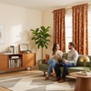 image:imageNICETOWN 96 inch Long Brown Velvet Curtains Extra Wide W62 x L96 Luxury Soft Thermal Insulated Room Darkening Heavy Duty Velvet Drapes for Sliding Glass Door 2 Panels2  Leaf Pattern  Burnt Orange