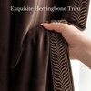 image:imageNICETOWN 96 inch Long Brown Velvet Curtains Extra Wide W62 x L96 Luxury Soft Thermal Insulated Room Darkening Heavy Duty Velvet Drapes for Sliding Glass Door 2 Panels1  Embroidered Trim  Brown