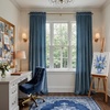 image:imageNICETOWN 96 inch Long Brown Velvet Curtains Extra Wide W62 x L96 Luxury Soft Thermal Insulated Room Darkening Heavy Duty Velvet Drapes for Sliding Glass Door 2 Panels3  Pom Pom  Slate Blue