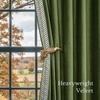 image:imageNICETOWN 96 inch Long Brown Velvet Curtains Extra Wide W62 x L96 Luxury Soft Thermal Insulated Room Darkening Heavy Duty Velvet Drapes for Sliding Glass Door 2 Panels1  Embroidered Trim  Olive Green
