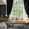 image:imageNICETOWN 96 inch Long Brown Velvet Curtains Extra Wide W62 x L96 Luxury Soft Thermal Insulated Room Darkening Heavy Duty Velvet Drapes for Sliding Glass Door 2 PanelsBlack Series  Black
