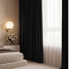 image:imageNICETOWN 96 inch Long Brown Velvet Curtains Extra Wide W62 x L96 Luxury Soft Thermal Insulated Room Darkening Heavy Duty Velvet Drapes for Sliding Glass Door 2 PanelsBlack Series  Black