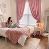 image:imageNICETOWN 96 inch Long Brown Velvet Curtains Extra Wide W62 x L96 Luxury Soft Thermal Insulated Room Darkening Heavy Duty Velvet Drapes for Sliding Glass Door 2 Panels3  Pom Pom  Blush Pink
