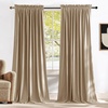 image:imageNICETOWN 96 inch Long Brown Velvet Curtains Extra Wide W62 x L96 Luxury Soft Thermal Insulated Room Darkening Heavy Duty Velvet Drapes for Sliding Glass Door 2 PanelsYellow Series  Beige