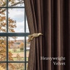 image:imageNICETOWN 96 inch Long Brown Velvet Curtains Extra Wide W62 x L96 Luxury Soft Thermal Insulated Room Darkening Heavy Duty Velvet Drapes for Sliding Glass Door 2 Panels1  Embroidered Trim  Brown