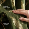 image:imageNICETOWN 96 inch Long Brown Velvet Curtains Extra Wide W62 x L96 Luxury Soft Thermal Insulated Room Darkening Heavy Duty Velvet Drapes for Sliding Glass Door 2 Panels2  Leaf Pattern  Olive Green