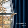 image:imageNICETOWN 96 inch Long Brown Velvet Curtains Extra Wide W62 x L96 Luxury Soft Thermal Insulated Room Darkening Heavy Duty Velvet Drapes for Sliding Glass Door 2 Panels1  Embroidered Trim  Navy Blue