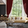 image:imageNICETOWN 96 inch Long Brown Velvet Curtains Extra Wide W62 x L96 Luxury Soft Thermal Insulated Room Darkening Heavy Duty Velvet Drapes for Sliding Glass Door 2 PanelsRed Series  Red