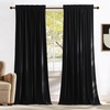 image:imageNICETOWN 96 inch Long Brown Velvet Curtains Extra Wide W62 x L96 Luxury Soft Thermal Insulated Room Darkening Heavy Duty Velvet Drapes for Sliding Glass Door 2 PanelsBlack Series  Black