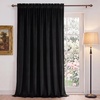 image:imageNICETOWN 96 inch Long Brown Velvet Curtains Extra Wide W62 x L96 Luxury Soft Thermal Insulated Room Darkening Heavy Duty Velvet Drapes for Sliding Glass Door 2 PanelsBlack Series  Black