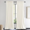 image:imageNICETOWN 96 inch Long Brown Velvet Curtains Extra Wide W62 x L96 Luxury Soft Thermal Insulated Room Darkening Heavy Duty Velvet Drapes for Sliding Glass Door 2 PanelsWhite Series  Ivory White