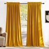 image:imageNICETOWN 96 inch Long Brown Velvet Curtains Extra Wide W62 x L96 Luxury Soft Thermal Insulated Room Darkening Heavy Duty Velvet Drapes for Sliding Glass Door 2 PanelsYellow Series  Yellowish Gold
