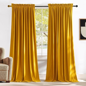 image:imageNICETOWN 96 inch Long Brown Velvet Curtains Extra Wide W62 x L96 Luxury Soft Thermal Insulated Room Darkening Heavy Duty Velvet Drapes for Sliding Glass Door 2 PanelsYellow Series  Yellowish Gold