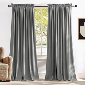 image:imageNICETOWN 96 inch Long Brown Velvet Curtains Extra Wide W62 x L96 Luxury Soft Thermal Insulated Room Darkening Heavy Duty Velvet Drapes for Sliding Glass Door 2 PanelsGrey Series  Light Grey