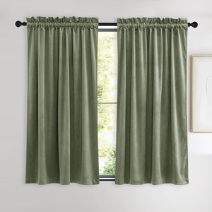 image:imageNICETOWN 96 inch Long Brown Velvet Curtains Extra Wide W62 x L96 Luxury Soft Thermal Insulated Room Darkening Heavy Duty Velvet Drapes for Sliding Glass Door 2 PanelsGreen Series  Sage Green