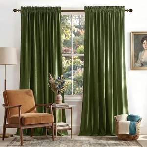 image:imageNICETOWN 96 inch Long Brown Velvet Curtains Extra Wide W62 x L96 Luxury Soft Thermal Insulated Room Darkening Heavy Duty Velvet Drapes for Sliding Glass Door 2 PanelsGreen Series  Green