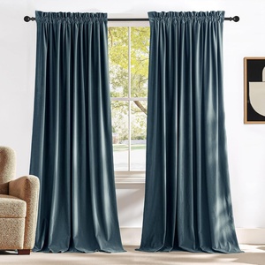 image:imageNICETOWN 96 inch Long Brown Velvet Curtains Extra Wide W62 x L96 Luxury Soft Thermal Insulated Room Darkening Heavy Duty Velvet Drapes for Sliding Glass Door 2 PanelsBlue Series  Slate Blue