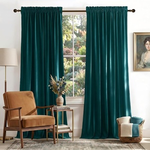 image:imageNICETOWN 96 inch Long Brown Velvet Curtains Extra Wide W62 x L96 Luxury Soft Thermal Insulated Room Darkening Heavy Duty Velvet Drapes for Sliding Glass Door 2 PanelsGreen Series  Teal