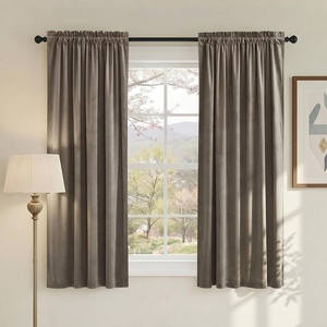 image:imageNICETOWN 96 inch Long Brown Velvet Curtains Extra Wide W62 x L96 Luxury Soft Thermal Insulated Room Darkening Heavy Duty Velvet Drapes for Sliding Glass Door 2 PanelsBrown Series  Taupe