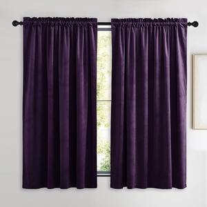 image:imageNICETOWN 96 inch Long Brown Velvet Curtains Extra Wide W62 x L96 Luxury Soft Thermal Insulated Room Darkening Heavy Duty Velvet Drapes for Sliding Glass Door 2 PanelsPurple Series  Purple