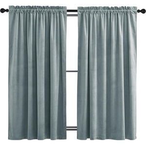 image:imageNICETOWN 96 inch Long Brown Velvet Curtains Extra Wide W62 x L96 Luxury Soft Thermal Insulated Room Darkening Heavy Duty Velvet Drapes for Sliding Glass Door 2 PanelsBlue Series  Greyish Blue
