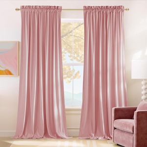 image:imageNICETOWN 96 inch Long Brown Velvet Curtains Extra Wide W62 x L96 Luxury Soft Thermal Insulated Room Darkening Heavy Duty Velvet Drapes for Sliding Glass Door 2 PanelsPink Series  Blush Pink